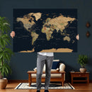 Vintage World Map Canvas on the Dark Background Wall Art
