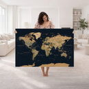 Vintage World Map Canvas on the Dark Background Wall Art