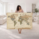 Vintage World Map Canvas Wall Art - Rustic Grunge Texture