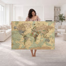 Vintage World Map Wall Art | Ready to Hang and Framed