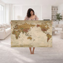 Vintage Detailed World Map Wall Art Canvas Print – Antique