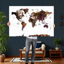 Rustic World Map Wall Art Canvas Print | Large World Map on