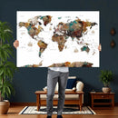 Watercolor World Map Canvas Print – Detailed Map of the