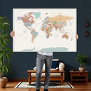 Pastel Colors World Map Wall Art Canvas Print by MyGreatCanvas | Canvas Wall Art Prints | Photo Prints & Wall Decor
