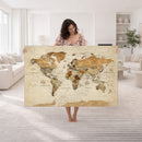 Vintage World Map Canvas Print – Framed Rustic Detailed Map