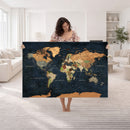 Vintage World Map Canvas Wall Art – Detailed Map with