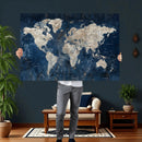 Large Blue World Map Wall Art Canvas Print for Home Office by MyGreatCanvas | Canvas Wall Art Prints | Photo Prints & Wall Decor