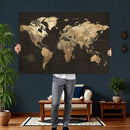 Framed World Map with Pin Canvas Print – Detailed World Map