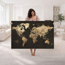 Framed World Map with Pin Canvas Print – Detailed World Map