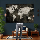 Vintage World Map Wall Art Canvas Print – Framed Large Map