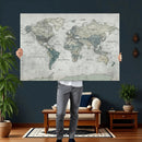 Neutral Vintage World Map Canvas Wall Art Print, Classic Map by MyGreatCanvas | Canvas Wall Art Prints | Photo Prints & Wall Decor