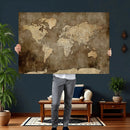 Dark Vintage World Map Canvas Wall Art Print, Antique Map