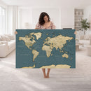 Minimal Vintage World Map Canvas Wall Art Print, Neutral