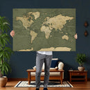 Large World Map Canvas Wall Art Print for Study Room Decor -