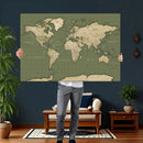 Vintage World Map Canvas Wall Art Print, Classic Global Map