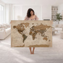 World Map Canvas Wall Art Print, Detailed Global Map Artwork