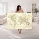 Detailed Large World Map Wall Decor Canvas Art Print