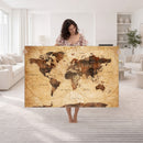 Modern Red and Gray World Map Canvas Print – Framed Wall Art