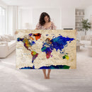 Colorful World Map Canvas Wall Art – Abstract Watercolor Map