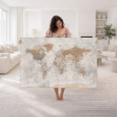 Detailed World Map Wall Art Canvas Print for Home and Office Decor