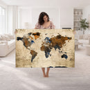 World Map Wall Art – Rustic Earth Tone Canvas Print, Antique