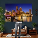 Boston Wall Art Canvas Print, Boston City Downtown Night by MyGreatCanvas | Canvas Wall Art Prints | Photo Prints & Wall Decor