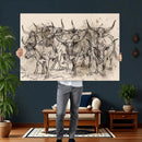 Abstract Cow Longhorn Wall Art Canvas Print for Cabin Decor by MyGreatCanvas | Canvas Wall Art Prints | Photo Prints & Wall Decor