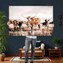 Texas Longhorn Cattle Wall Art Canvas Print, Sepia Western by MyGreatCanvas | Canvas Wall Art Prints | Photo Prints & Wall Decor