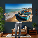 Coastal Fishing Boats Wall Art Canvas Print, Sunset Beach by MyGreatCanvas | Canvas Wall Art Prints | Photo Prints & Wall Decor