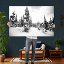 Black and White Snowy Pine Forest Wall Art Canvas Print, by MyGreatCanvas | Canvas Wall Art Prints | Photo Prints & Wall Decor
