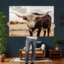 Texas Longhorn Bull Rustic Wall Art Canvas Print, Western by MyGreatCanvas | Canvas Wall Art Prints | Photo Prints & Wall Decor