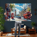 London Street Canvas Wall Art — Big Ben Red Bus Print | Oil by MyGreatCanvas | Canvas Wall Art Prints | Photo Prints & Wall Decor