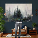 Misty Pine Forest Oil Painting Canvas — Dark Moody Teal Grey by MyGreatCanvas | Canvas Wall Art Prints | Photo Prints & Wall Decor