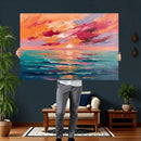 Bold Palette Knife Ocean Sunset Canvas — Orange Pink Teal by MyGreatCanvas | Canvas Wall Art Prints | Photo Prints & Wall Decor