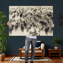 Cowboy Cattle Drive Canvas Wall Art, Western Longhorn Herd by MyGreatCanvas | Canvas Wall Art Prints | Photo Prints & Wall Decor