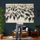 Longhorn Cattle Canvas Wall Art, Black White Stampede Ink by MyGreatCanvas | Canvas Wall Art Prints | Photo Prints & Wall Decor