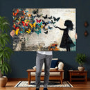 Banksy Butterfly Girl Wall Art Canvas Print, Framed Street by MyGreatCanvas | Canvas Wall Art Prints | Photo Prints & Wall Decor