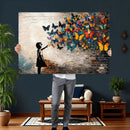 Banksy Graffiti Butterfly Girl Wall Art Canvas Print, Framed by MyGreatCanvas | Canvas Wall Art Prints | Photo Prints & Wall Decor