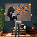 Urban Banksy Butterfly Girl Wall Art Canvas Print, Framed by MyGreatCanvas | Canvas Wall Art Prints | Photo Prints & Wall Decor