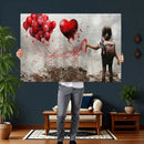 Girl Graffiti Wall Art Canvas Print, Red Balloon Heart by MyGreatCanvas | Canvas Wall Art Prints | Photo Prints & Wall Decor
