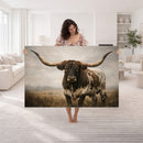 Longhorn Bull Wall Art Canvas Print, Western Farmhouse