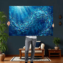School of Fish Canvas Print | Blue Ocean Underwater Wall Art by MyGreatCanvas | Canvas Wall Art Prints | Photo Prints & Wall Decor