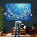 School of Fish Canvas Print | Blue Ocean Underwater Wall Art by MyGreatCanvas | Canvas Wall Art Prints | Photo Prints & Wall Decor