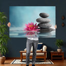 Zen Canvas Wall Art Lotus Flower Stacked Stones Teal Spa by MyGreatCanvas | Canvas Wall Art Prints | Photo Prints & Wall Decor