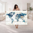 Watercolor World Map Canvas Wall Art Print – Abstract