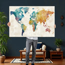 Watercolor World Map Canvas Wall Art Print – Abstract by MyGreatCanvas | Canvas Wall Art Prints | Photo Prints & Wall Decor