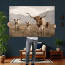Rustic Texas Longhorn Cow Canvas Wall Art Print, Rustic Farm Animal Photography Print, Farmhouse Country Decor, Western Ranch Art by MyGreatCanvas | Canvas Wall Art Prints | Photo Prints & Wall Decor