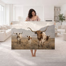 Rustic Texas Longhorn Cow Canvas Wall Art Print, Rustic Farm Animal Photography Print, Farmhouse Country Decor, Western Ranch Art