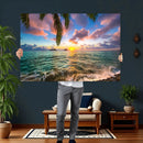 Hawaii Beach Sunset Canvas Wall Art Print, Tropical Ocean Landscape Artwork, Palm Tree Coastal Decor for Living Room Bedroom by MyGreatCanvas | Canvas Wall Art Prints | Photo Prints & Wall Decor