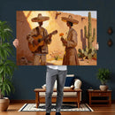 Mexican Couple Canvas Wall Art, Romantic Serenade Guitar Painting Print, Southwestern Desert Adobe Decor, Warm Golden Folk Art, Living Room Art by MyGreatCanvas | Canvas Wall Art Prints | Photo Prints & Wall Decor
